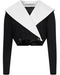Alessandra Rich - Veste Crop À Col Contrastant - Lyst