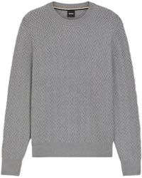 BOSS - Sweater With Herringbone Structure - Lyst