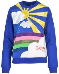 Love Moschino - Rhinestone-Embellished Crew-Neck Sweatshirt - Lyst
