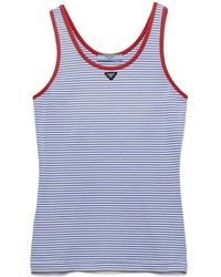 Prada - Striped Cotton Jersey Tank Top - Lyst