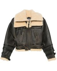 R13 - Shearling-Collared Belted Jacket - Lyst