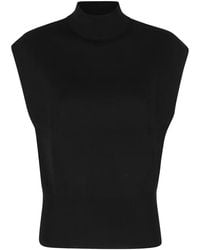 Semicouture - High-Neck Sleeveless Sweater - Lyst