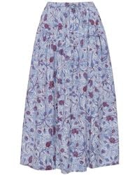 Ulla Johnson - Rosen Midi-Rok Met Bloemenprint En Trekkoord - Lyst