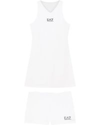 EA7 - Robe Courte À Logo Strassé - Lyst