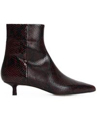 Aeyde - Snakeskin-Effect Pointed-Toe Ankle Boots - Lyst