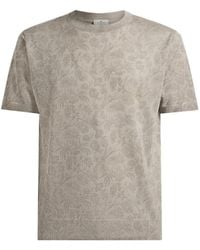 Etro - Knit Wool And Silk T-Shirt With Floral Paisley-Motif - Lyst