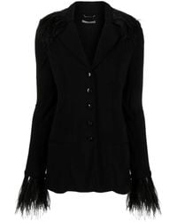 Alberta Ferretti - Goose-Feather Trim Button-Up Jacket - Lyst