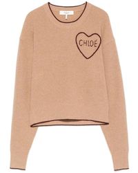 Chloé - Heart-Embroidered Ribbed-Knit Sweater - Lyst