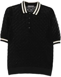 Lorena Antoniazzi - Open-Knit Striped-Trim Polo Top - Lyst