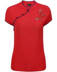 Shanghai Tang - Hollyhock Floral-embroidered Top - Lyst