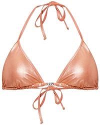 DIESEL - Metallic-Effect Logo-Plaque Bikini Top - Lyst