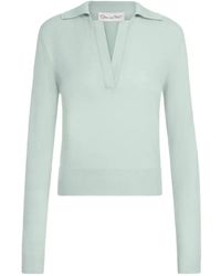Oscar de la Renta - Wool Polo Pullover - Lyst