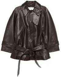 Victoria Beckham - Belted Leather Coat - Lyst