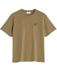 Maison Kitsuné - T-shirt verde logo ricamato - Lyst