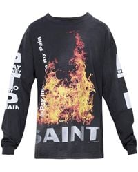 SAINT Mxxxxxx - Fire Graphic-print Cotton Sweatshirt - Lyst