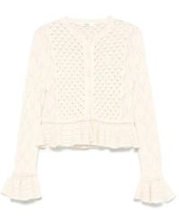 Chloé - Pointelle-Knit Ruffled Cardigan - Lyst