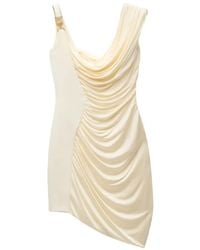Versace - Envers-Satin Crêpe Draped Mini Dress - Lyst