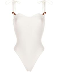 Adriana Degreas - Bead-embellished Sweetheart-neck One-piece - Lyst
