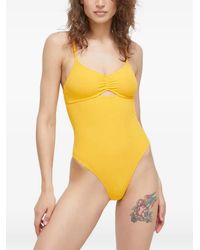 Benetton - Cut-Out Ruched Swimsuit - Lyst