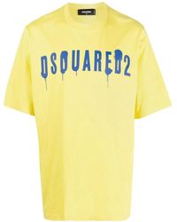 DSquared² - Spray Logo T-shirt Yellow/blue - Lyst