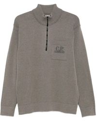 C.P. Company - Sweater Met Halve Rits En Zak - Lyst
