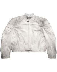 Balenciaga - Manteau en cuir à fermeture zippée - Lyst