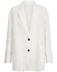 Brunello Cucinelli - Cotton Organza Blazer With Dazzling Broderie Anglaise With Monili - Lyst