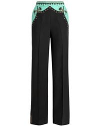 Etro - Straight-Leg Silk Trousers With Placed Jewellery Print - Lyst