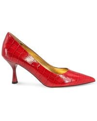 Madison Maison - Annuccia Leather Croc-Effect Pumps - Lyst