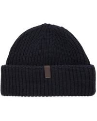 Slowear - Ribbed-Knit Logo-Patch Beanie Hat - Lyst