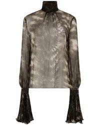 Roberto Cavalli - Mock-Neck Long-Sleeve Blouse - Lyst