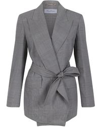 Max Mara - Check-Pattern Belted Jacket - Lyst