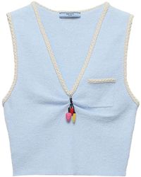 Prada - Cotton Bouclé Crop Top - Lyst