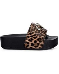 Liu Jo - Leopard-Print Logo-Plaque Slides - Lyst
