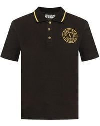 Versace Jeans Couture - Embroidered-Logo Cotton Polo Shirt - Lyst