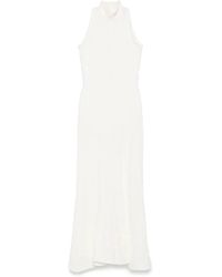 MSGM - Maxi Dress With High Neckline And Fitted Bodice - Lyst