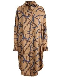 Ralph Lauren - Belting-Print Twill Midi Shirt Dress - Lyst
