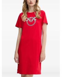 Pinko - Logo-Embellished Mini T-Shirt Dress - Lyst