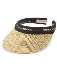 Helen Kaminski - Logo-Embroidered Raffia Visor - Lyst
