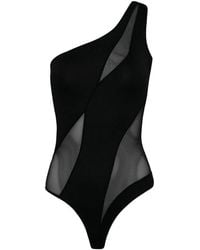 OW Collection - One-Shoulder Mesh-Panel Bodysuit - Lyst