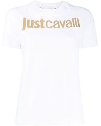 Just Cavalli - T-shirt Met Metallic Logo - Lyst