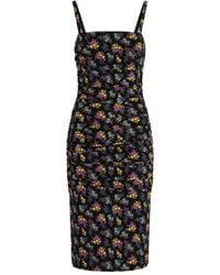 Dolce & Gabbana - Floral-Pattern Ruched Midi Dress - Lyst