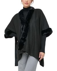 Morgan - Faux-Fur-Trim Cape - Lyst