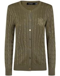 Ralph Lauren - Cable-Knit Logo-Embroidered Cardigan - Lyst