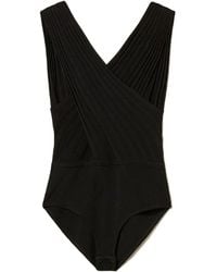 Twinset - V-Neck Ribbed Bodysuit - Lyst