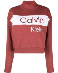 Calvin Klein ロゴ モックネック スウェットシャツ - レッド