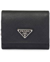 Prada - Triangle Logo Leather Wallet - Lyst