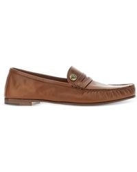 Versace - Guanto Logo-Embellished Leather Loafers - Lyst
