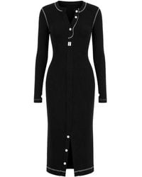 Moschino - Ribbed-Knit Contrast-Stitch Midi Dress - Lyst
