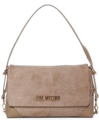 Love Moschino - Logo-Plaque Suede-Effect Shoulder Bag - Lyst